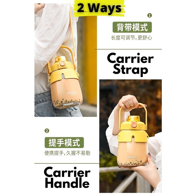 Tritan BPA Free 1000ml Hot Cold Drinking Water Bottle Large Cute Kawaii with Dual Spout-Direct/With Straw Spout 大肚杯