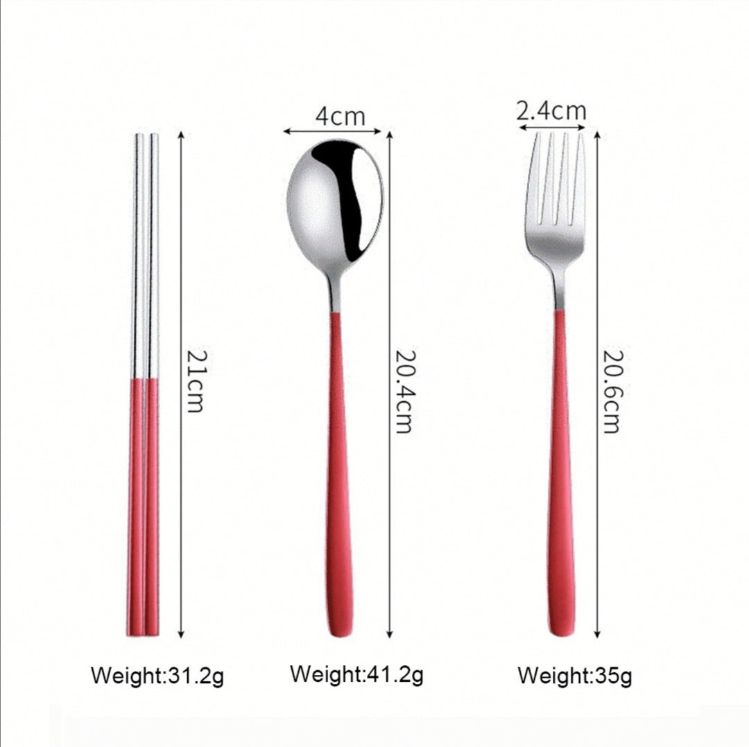 304 Stainless Steel Luxury Portable Cutlery Set Chopsticks Spoon Fork Case Korean Tableware Utensils Kitchen Accessories