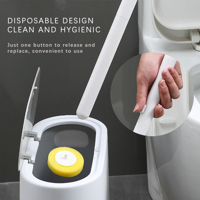 ECOCO Disposable Toilet Brush Set Wall-Mounted No Drilling 360° Cleaning Free Refill Head Storage