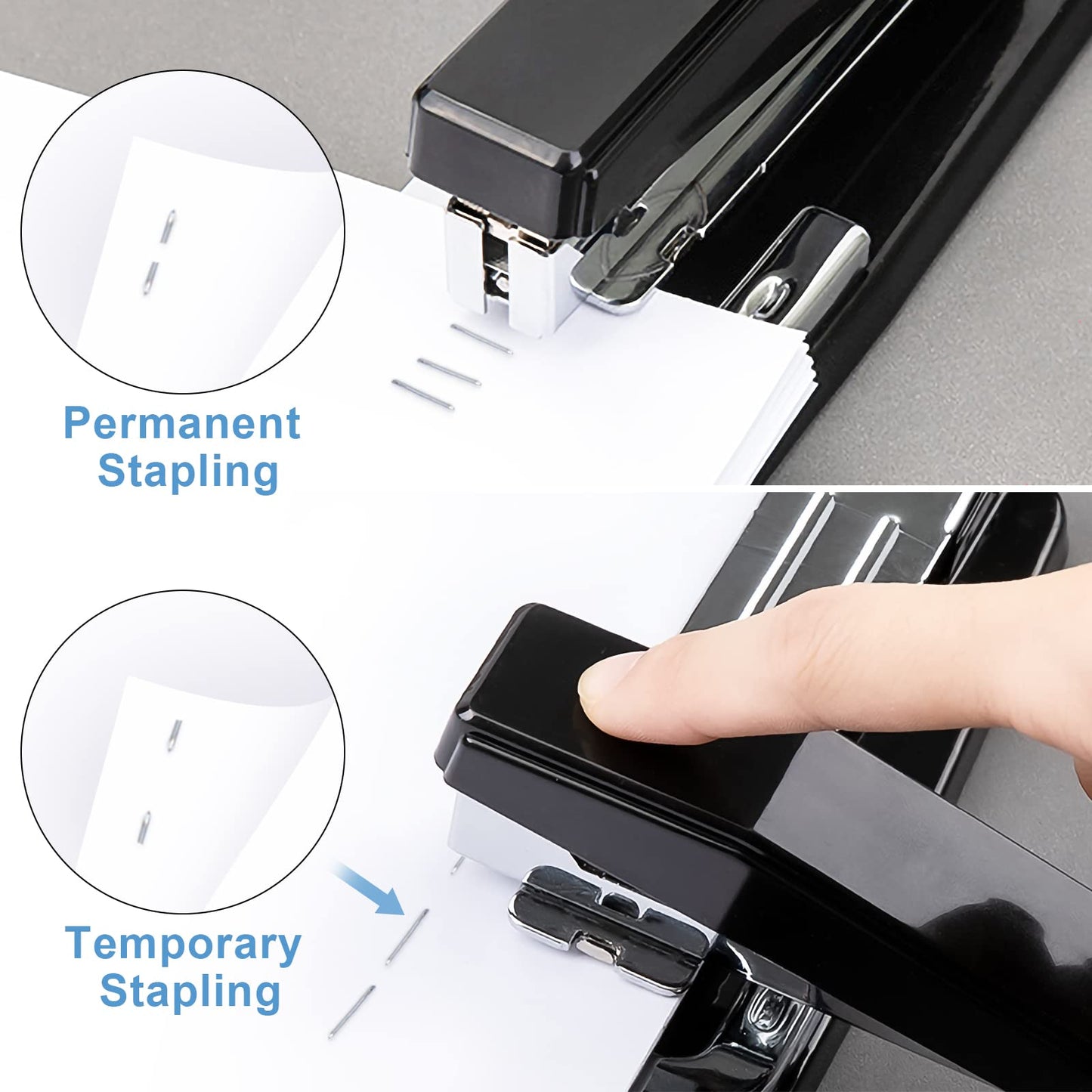 360° Smart Stapler with Staple Refill Swivel Rotating Swing-Arm Seam Binding Home Office Stationery
