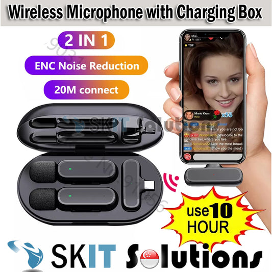 Wireless Lavalier Microphone With Charging Box Case Audio Video Recording Bluetooth Lapel Mic for i-Phone Android Vlog