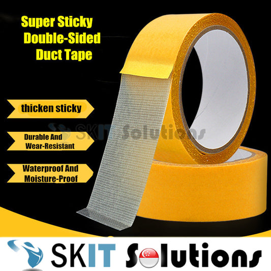 20m Strong Double Sided Mesh Adhesive Tape Cloth Base Grid Yellow Waterproof Traceless Translucent Carpet Floor