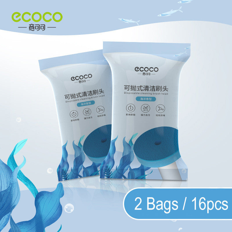ECOCO Disposable Toilet Brush Set Wall-Mounted No Drilling 360° Cleaning Free Refill Head Storage