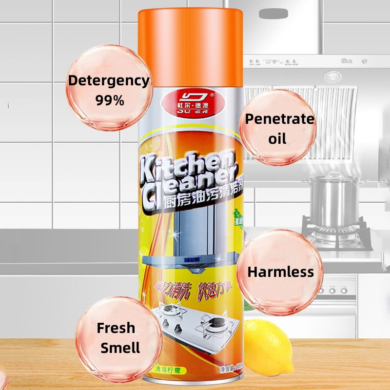 Kitchen Oil Cleaner Spray Grease Stain Remover Oven Foam Range Hood Degreaser Cleaning Agent 500ml