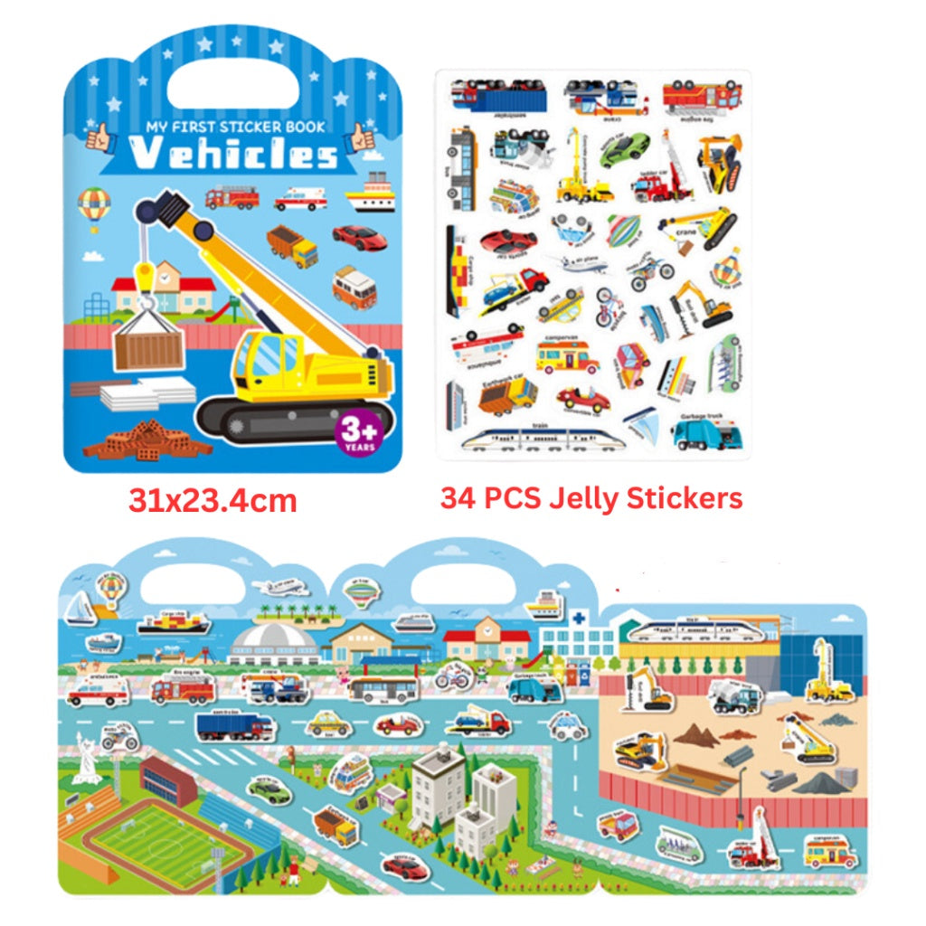 Children's Portable Jelly Sticker Book Reusable Stickers Early Education Educational Painting Cartoon Toys Kids Toddlers