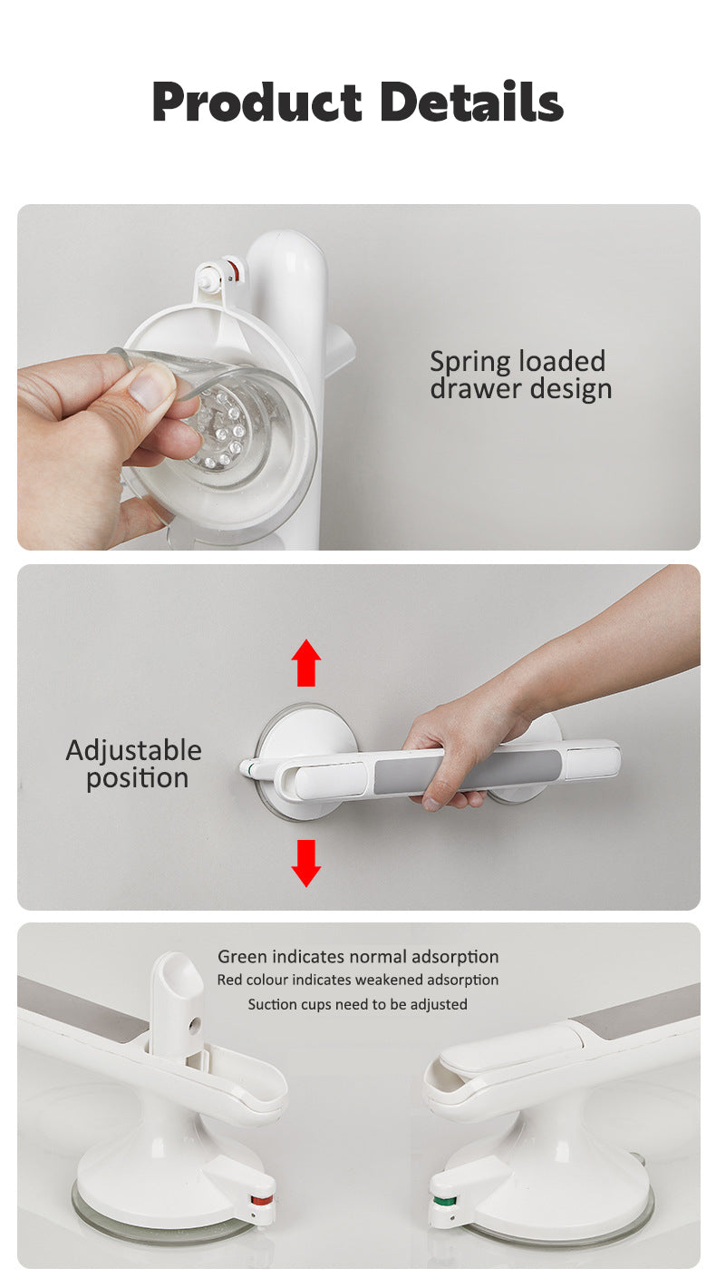 Suction Cup Grab Bar Handrails Handle Bathtubs Showers Toilet Bathroom Washroom Safety Armrest Helping Elderly Child