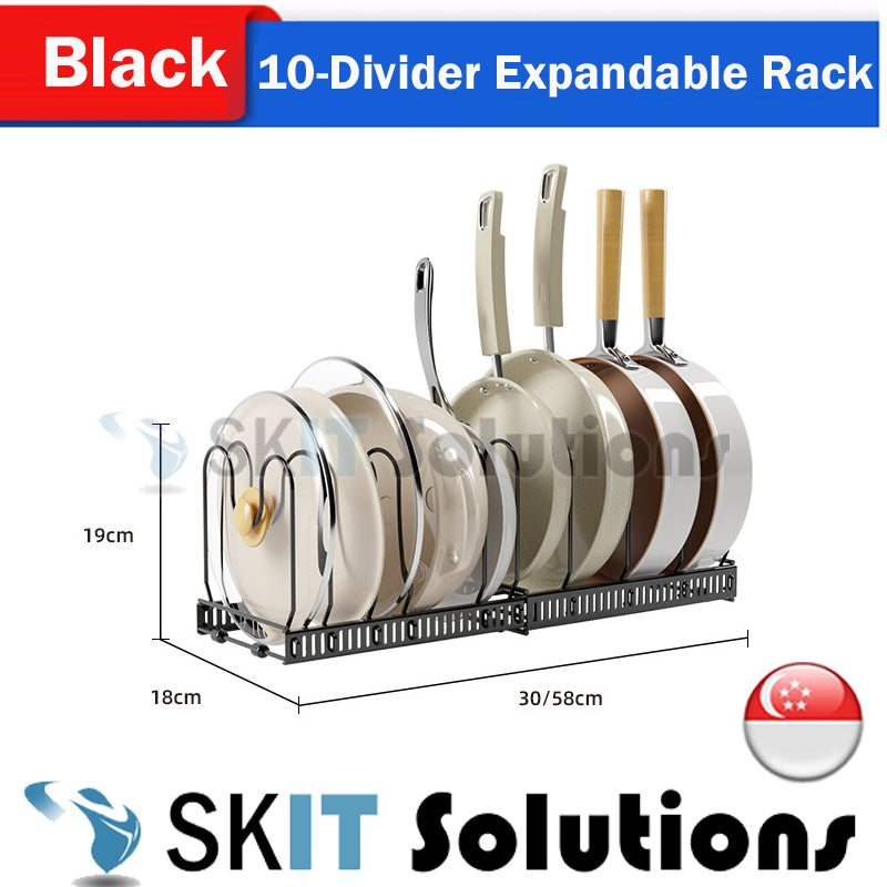 Adjustable Pot and Pan Organizer Expandable Rack Lid Holder Organiser Retractable Storage for Kitchen Cabinet Cookware