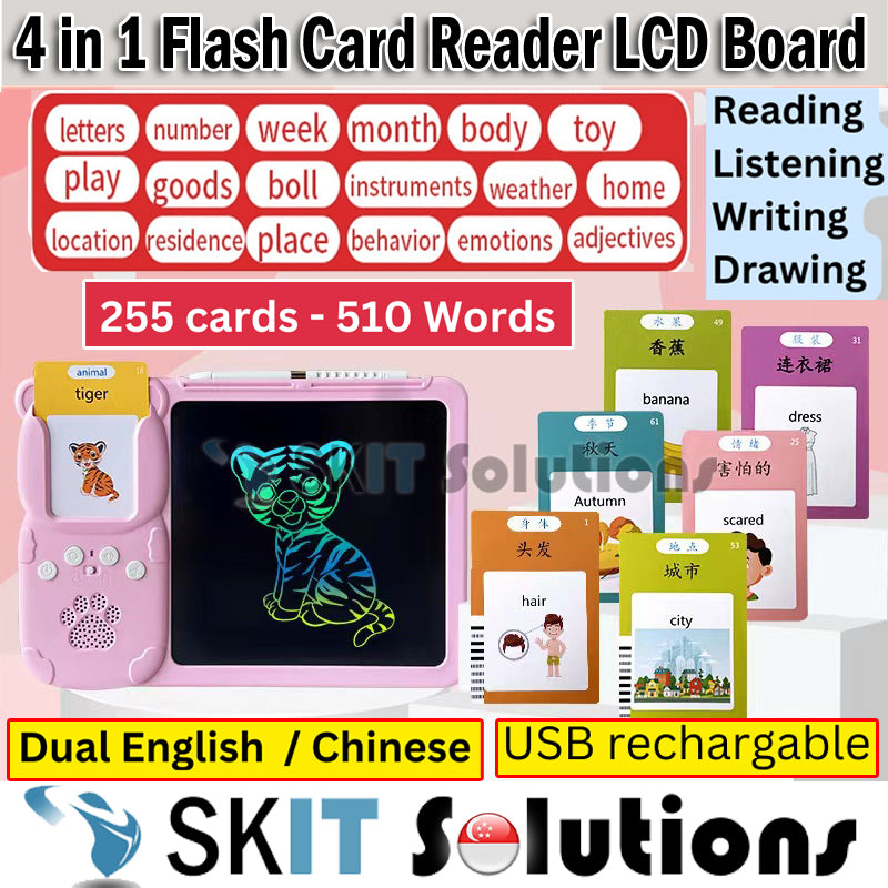 LCD Writing Board Pad Tablet Talking Flash Cards Learning Toys Montessori Educational Speech Therapy Toddlers Kids Baby