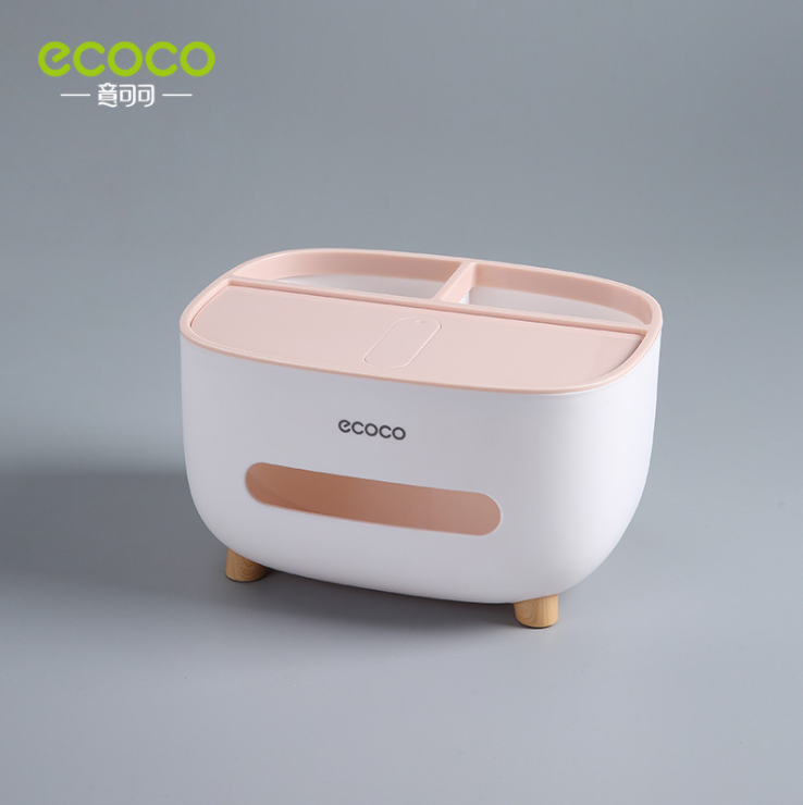 ECOCO Desktop Tissue Box Organizer Multi-function Toilet Paper Towel Storage Holder Dispenser Bathroom Accessories Remote Control