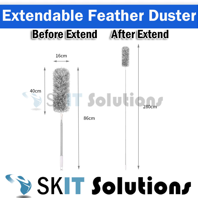 280CM Extendable Microfiber Duster Rod for Ceiling Fan High Area Cleaning Long Handle Dust Remover
