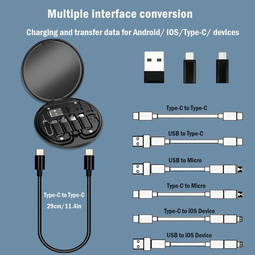 5in1 60w Fast Charging Cable Type C Set Multi-function Data with Mobile Phone Holder Storage Box With Retrieve Card Pin