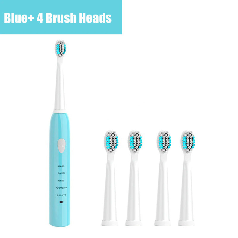 Powerful Ultrasonic Electric Toothbrush USB Rechargeable Adult Electronic Washable Power Ultra Sonic Tooth Brush+4 Heads