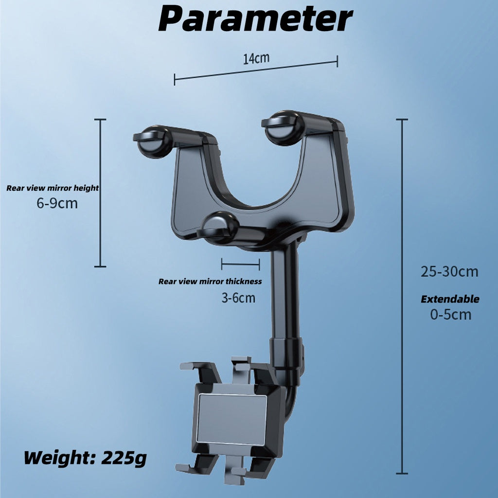 Universal 360° Rotatable Car Rearview Mirror Smart Phone Holder Retractable Rear View Mount Smartphone Rotating Bracket