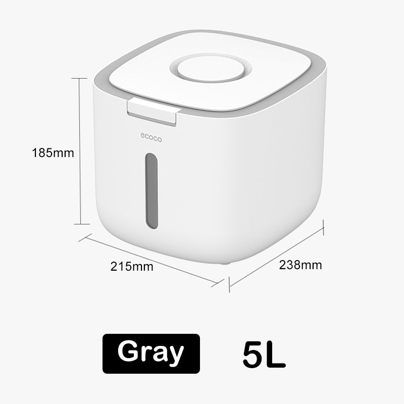 5Kg / 10Kg ECOCO Kitchen Nano Rice Container Bucket Dispenser Anti-Bug Sealed Grain Pet Food Storage Box Mildew-Proof