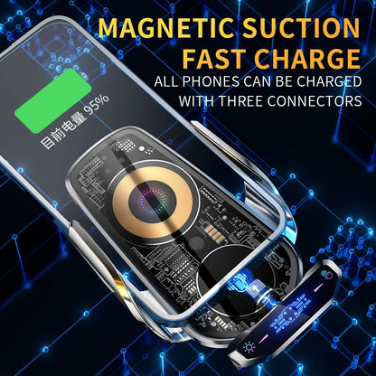 D8 15W Qi Wireless Charging / Magnetic Charging Car Fast Charger Auto-Clamping Air Vent Phone Mount Aircon Holder Stand
