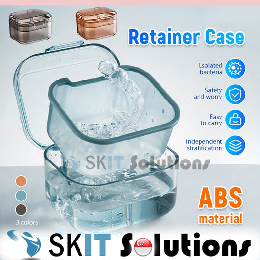Three Layer Retainer Box for Invisible Braces Dentures Mouth Guard Soaking Portable Orthodontic Storage Case