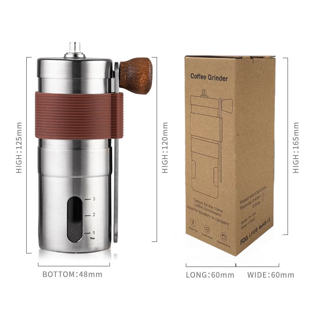 Upgraded Mini 304 Stainless Steel Hand Manual Coffee Grinder Machine Mill Tool Black Ceramic Burr