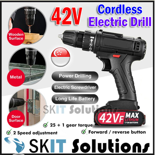 42V Cordless Rechargeable Electric Drill Screwdriver Power Tool Set