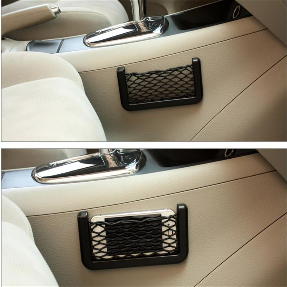 Car Seat Side Back Storage Net Bag Mesh Pocket Organizer Stick On Interior Accessories for Vehicle