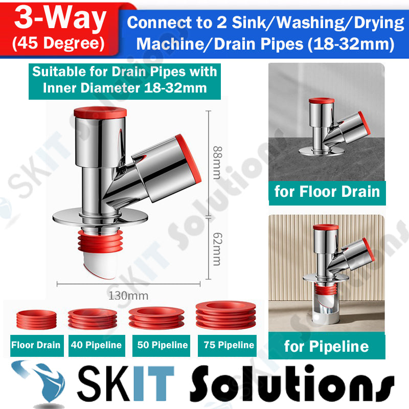 1/3/4-Way Washing Machine Sink Floor Drain Pipe Connector Adapter Valve Tee Elbow Splitter Anti Odor