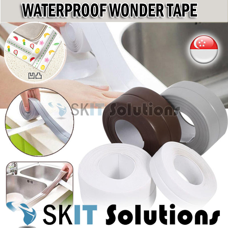 PVC Waterproof Self-Adhesive Sealing Wonder Tape Strip for Bathroom Bathtub Toilet Washing Basin Wall Kitchen Sink Stove Edge Countertop Floor Caulk