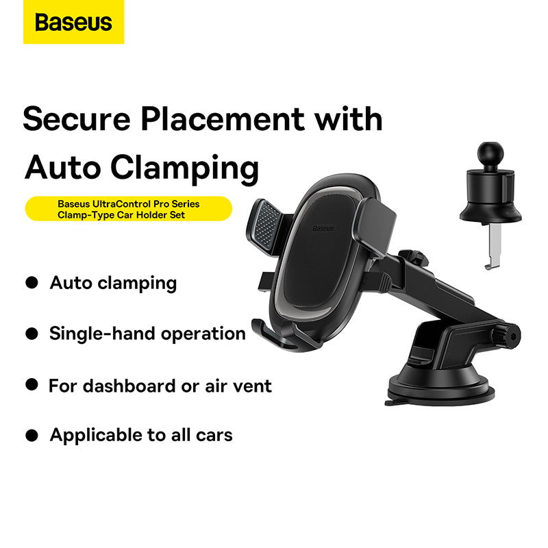 Baseus UltraControl Pro Series Auto Clamping-Type Car Holder Set iPhone 15 Pro Max Huawei Redmi Oppo Samsung Xiaomi Cluster
