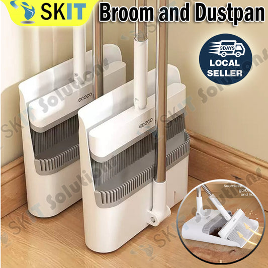 Ecoco 2in1 Foldable Broom And Dustpan Set Household Cleaning Tool Sweeping Kit For Home Use