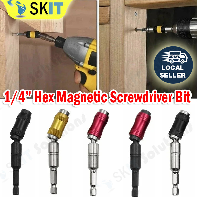 1/4" Hex Magnetic Rotating Pivot Drill Bit Extension Rod Screwdriver Tip Holder Quick Change Tool