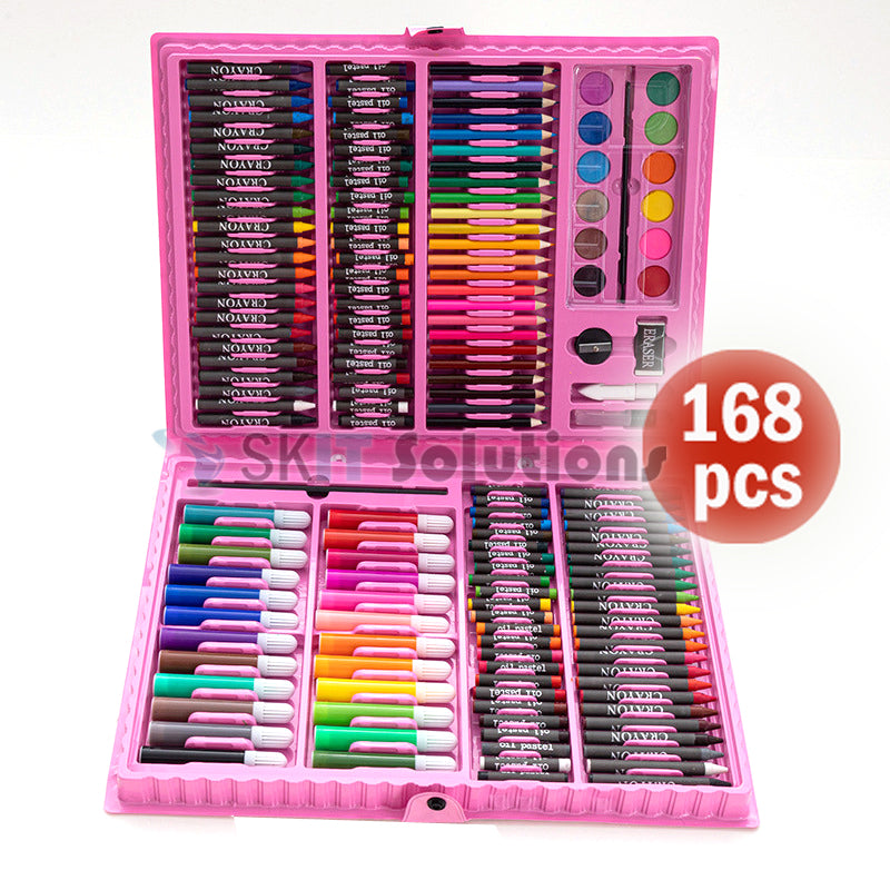208pcs/168pcs/150pcs Kid Art Set Color Pencil Marker Drawing Painting Water Crayon Goodie Bag Stationery Children Gifts