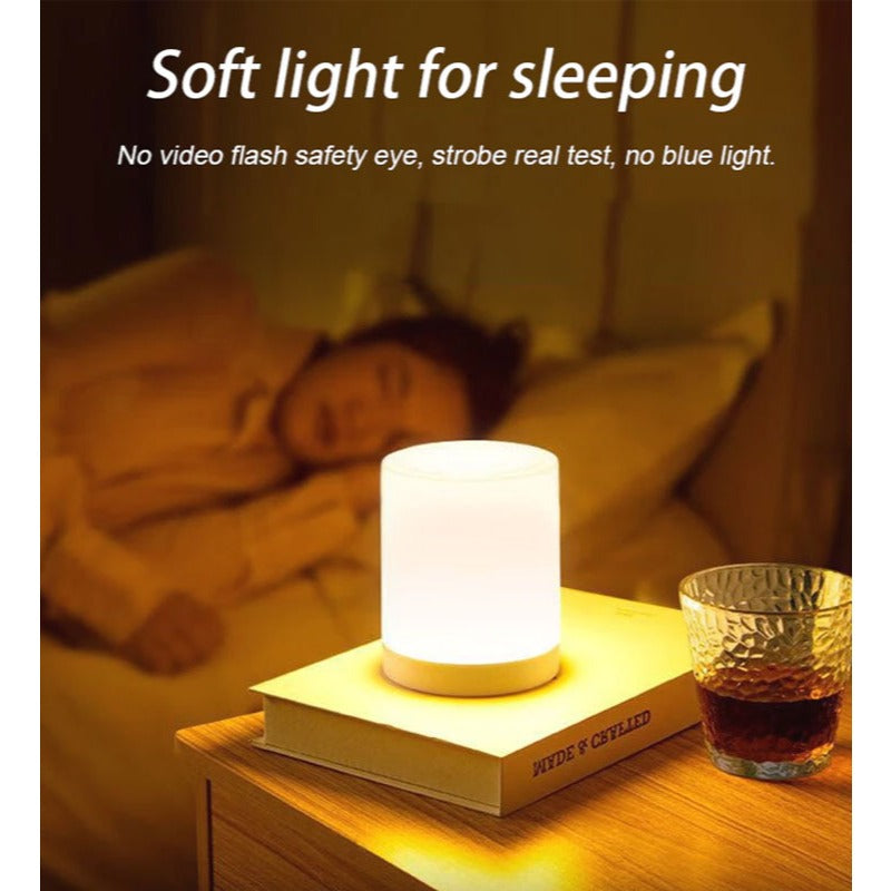 Mini Canister Night Light with Clock Remote Bedside Sleep Touch LED Table Lamp Rechargeable Type-C