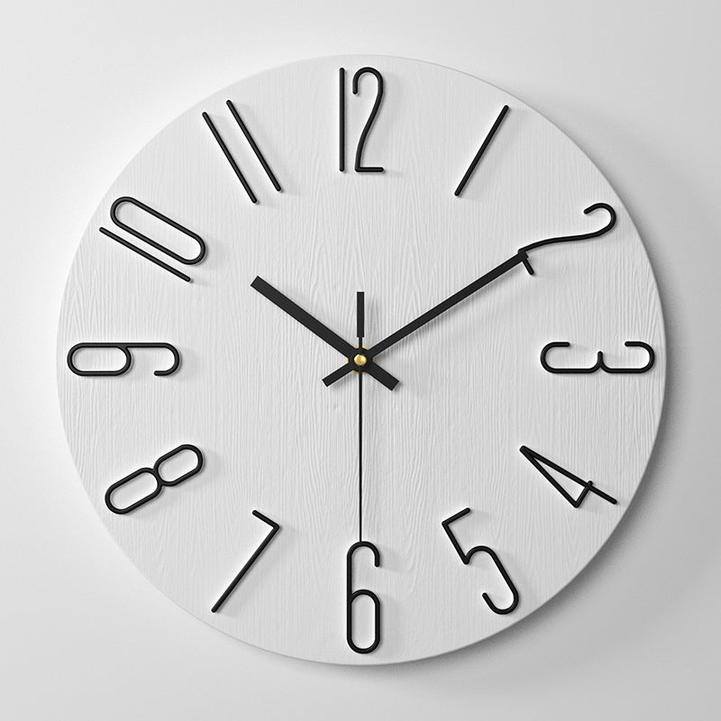 12 Inch Nordic Style Silent Hanging Wall Clock 30cm Minimalist Modern 3D Quartz Home Bedroom Office