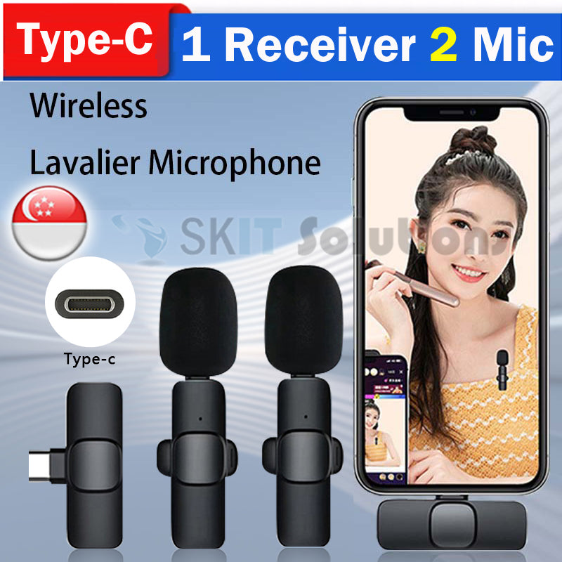 Bluetooth Wireless Lavalier Microphone Portable Audio Video Recording Lapel Mic fr i-Phone Android DSLR Camera Vlog Live