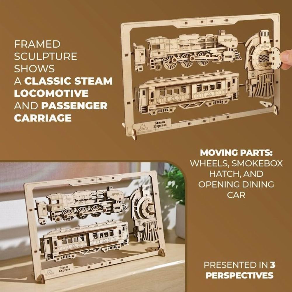 UGEARS Steam Express 2.5D Puzzle Mechanical Model Wooden DIY Kits