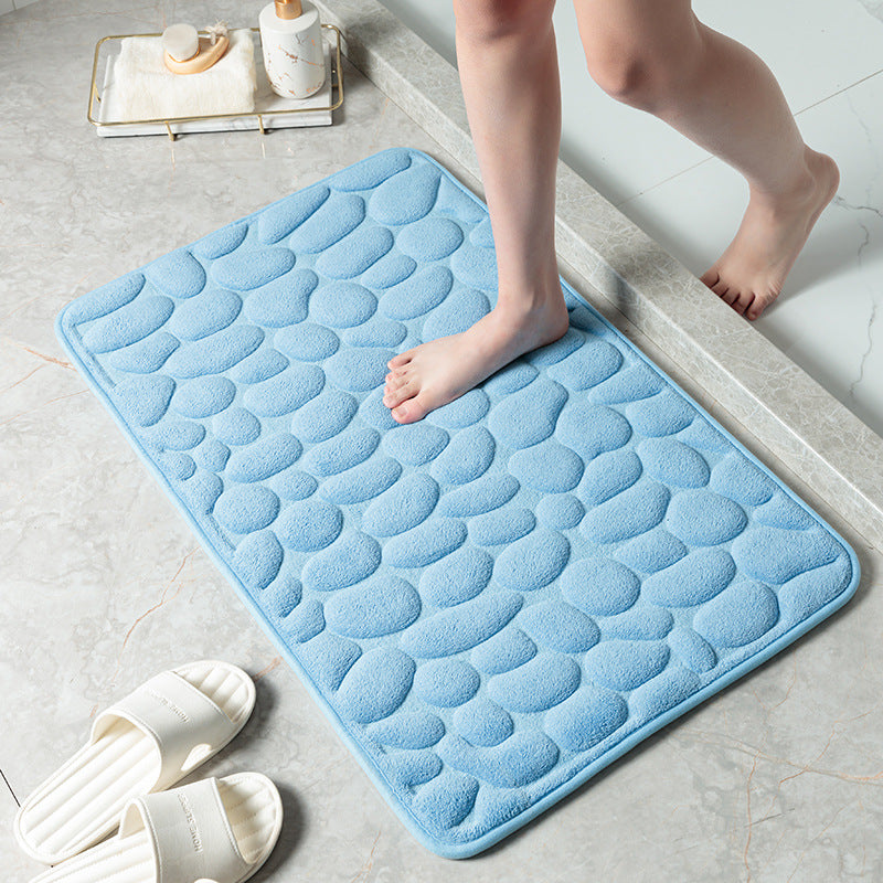 Cobblestone Embossed Bathroom Bath Mat Memory Foam Rugs Shower Room Absorbent Non-Slip Pad Floor Carpets Doormat