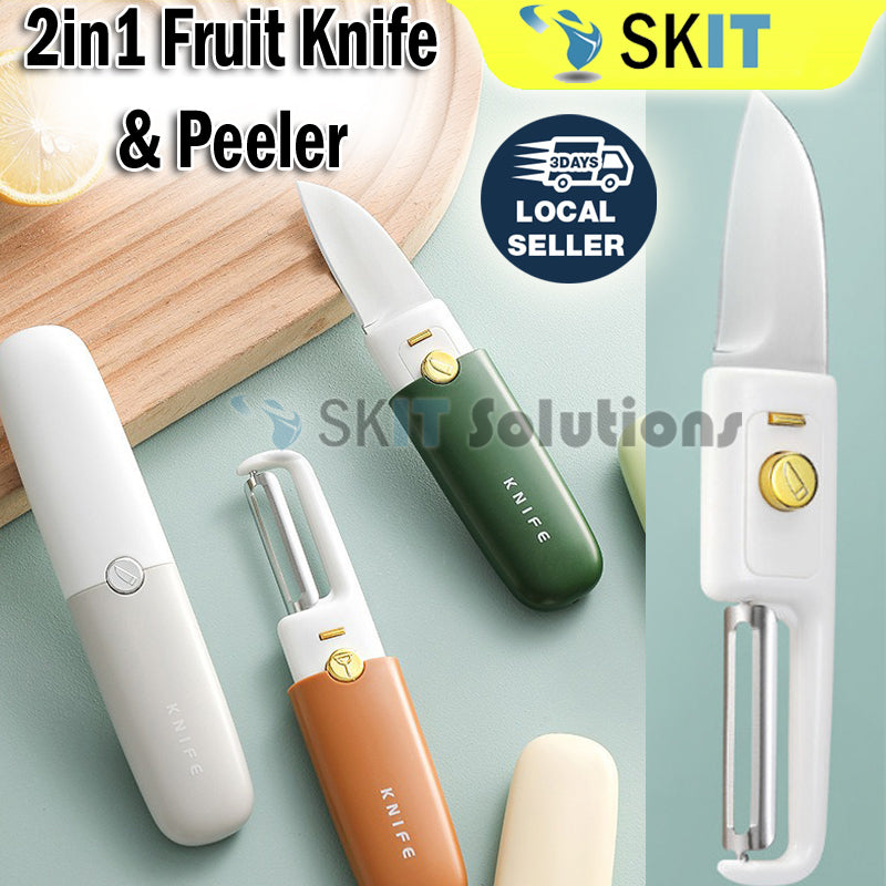 2-In-1 Peeler Knife Fruit Cutter Vegetable Slicer Stainless Steel Blade Scraper Kitchen Travel Tool