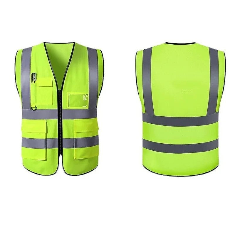 Reflective Safety Vest High Visibility Traffic Multi-Pocket Breathable Work Outdoor Night Cycling