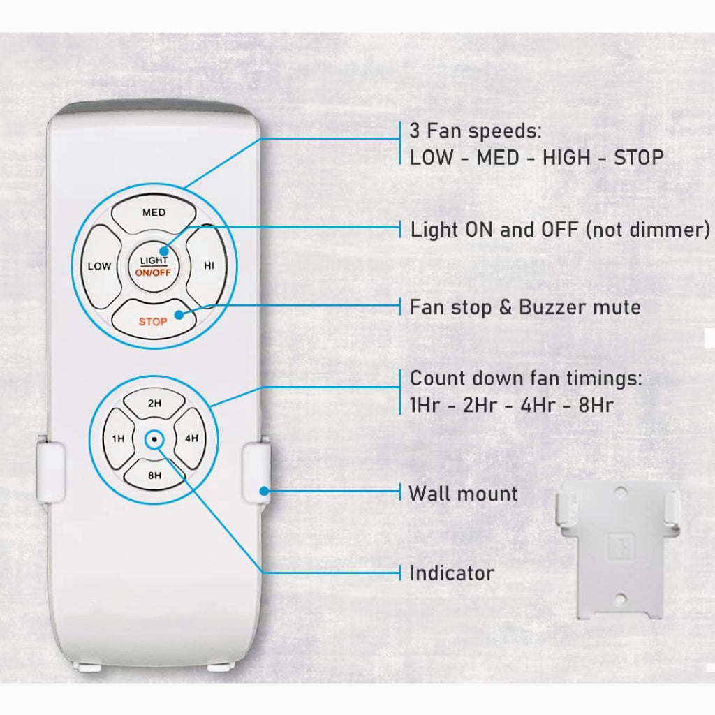 Smart Universal Ceiling Fan Lamp Remote Control Kit with Receiver 3 Speed Timing Wireless Controller