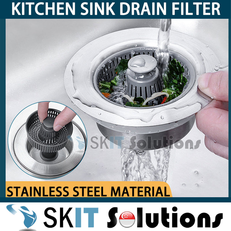 3in1 Stainless Steel Kitchen Sink Drainage Filter Deodorant Insect-Proof Quick Drainage Garbage Plug Popup Sink Strainer