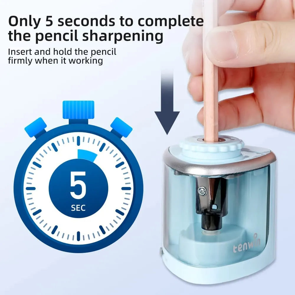 Electric Pencil Sharpener Battery Operated Automatic Rotary Sharpener for 6–8mm Pencils School Office