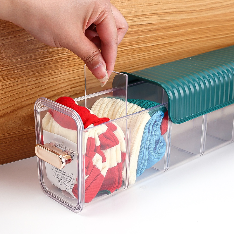 Socks Underwear Wall Mounted Drawer Wardrobe Organizer Acrylic Plastic Divider 6-Cells Anti Dust Transparent Storage Box