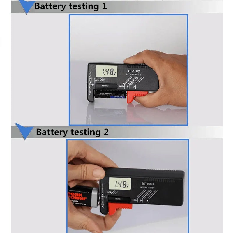 BT168D Smart LCD Digital Battery Tester Measure Volt Capacity Voltage Indicator Checker Monitor 9V 1.5V AA AAA Cell C D