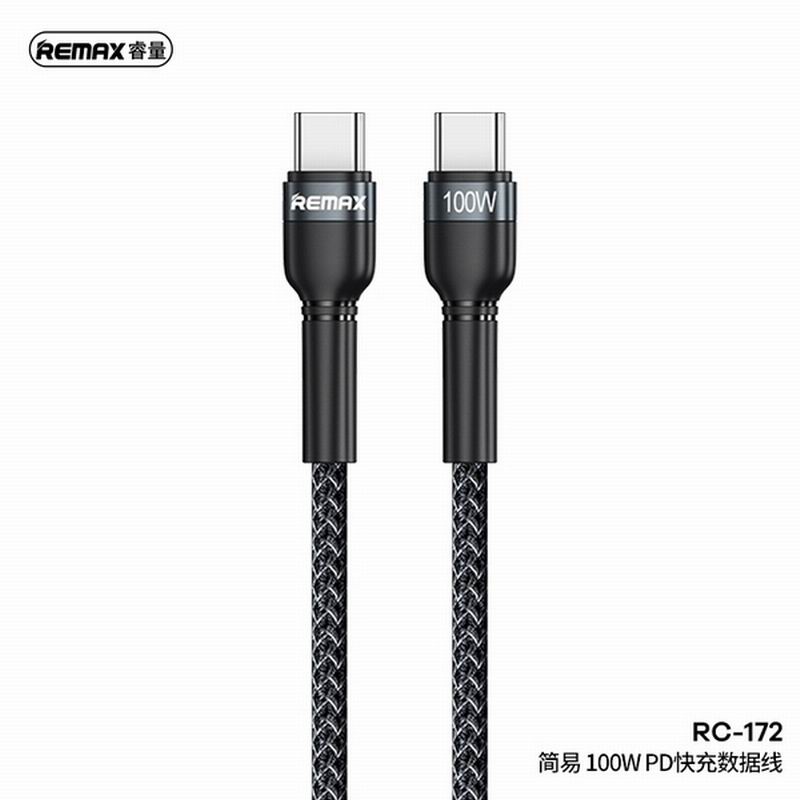 Remax RC-172 100W C-C Jany PD Fast Charging USB-C to USB-C Cable 1M Type C to Type C Anti-Bending