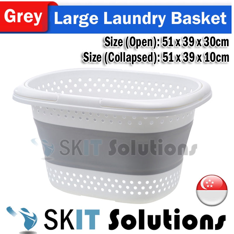 Collapsible Plastic Laundry Backet with Handle Foldable Clothes Storage Box Container Organizer Hamper Space Saving