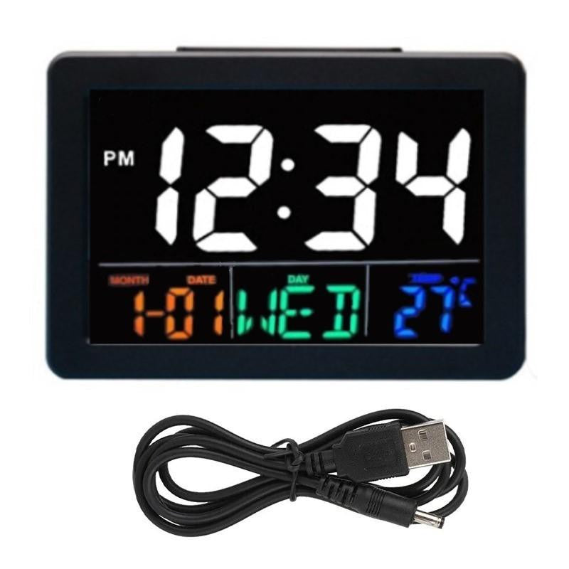 Digital LCD Alarm LED Table Clock with Large Display, BackLight Voice Control, World Time, Timer, Calendar