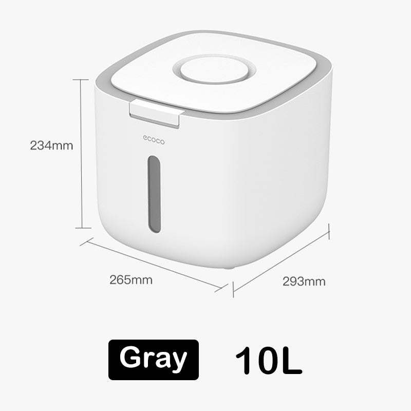 5Kg / 10Kg ECOCO Kitchen Nano Rice Container Bucket Dispenser Anti-Bug Sealed Grain Pet Food Storage Box Mildew-Proof