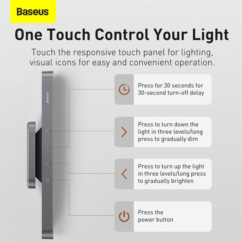 Baseus Magnetic Charging Desk Lamp LED Hanging Stepless Dimming Charging Table Night Light for Study Wardrobe Bedroom Kitchen