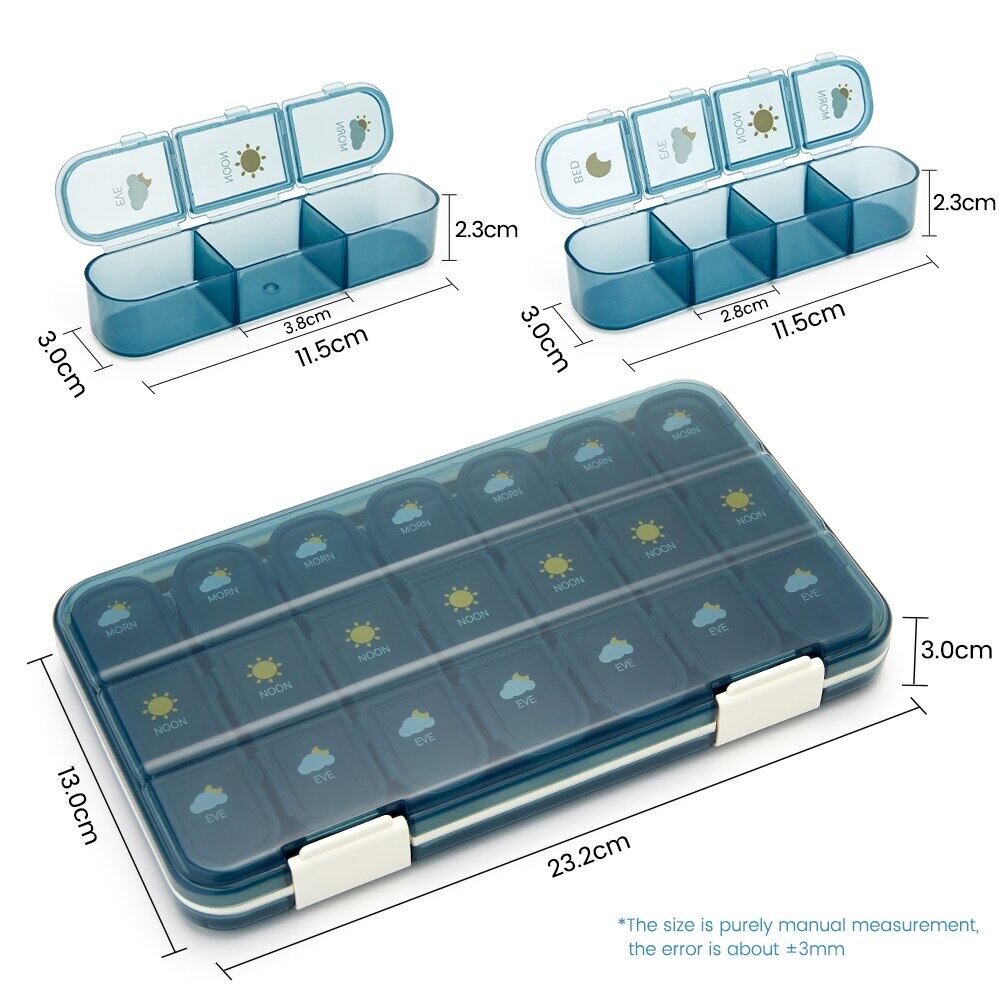 21 / 28 Grids Weekly Pill Organizer 7 Days Travel Medicine Storage Case Box Portable Large Capacity
