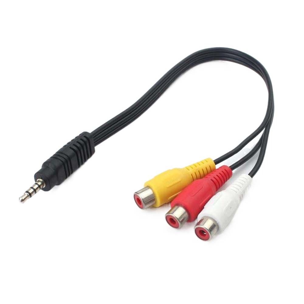 28cm 3.5mm AUX Male Stereo Jack to 3 RCA Female 3RCA AV Adapter Cable Audio Video Playback Mini Plug