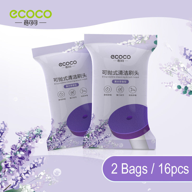 ECOCO Disposable Toilet Brush Set Wall-Mounted No Drilling 360° Cleaning Free Refill Head Storage