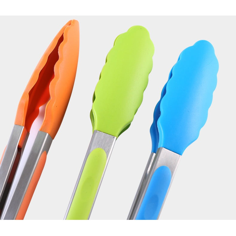 7/9/12 Inch Silicone Stainless Steel Food Tong Non Slip Heat Resistant BBQ Grill Salad Kitchen Tongs
